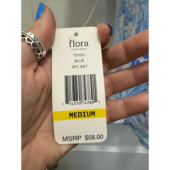 Women's Flora Nikrooz Pajama Set Medium Blue Floral - Picture 7 of 9